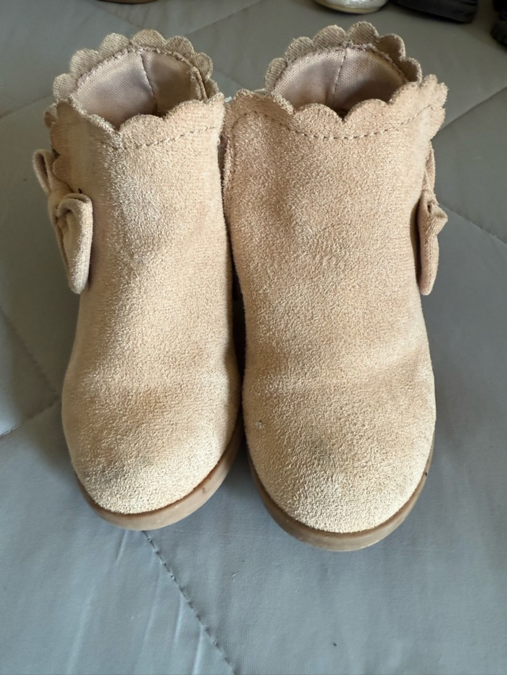jumping beans Scallop-Trim Suede Booties in Beige